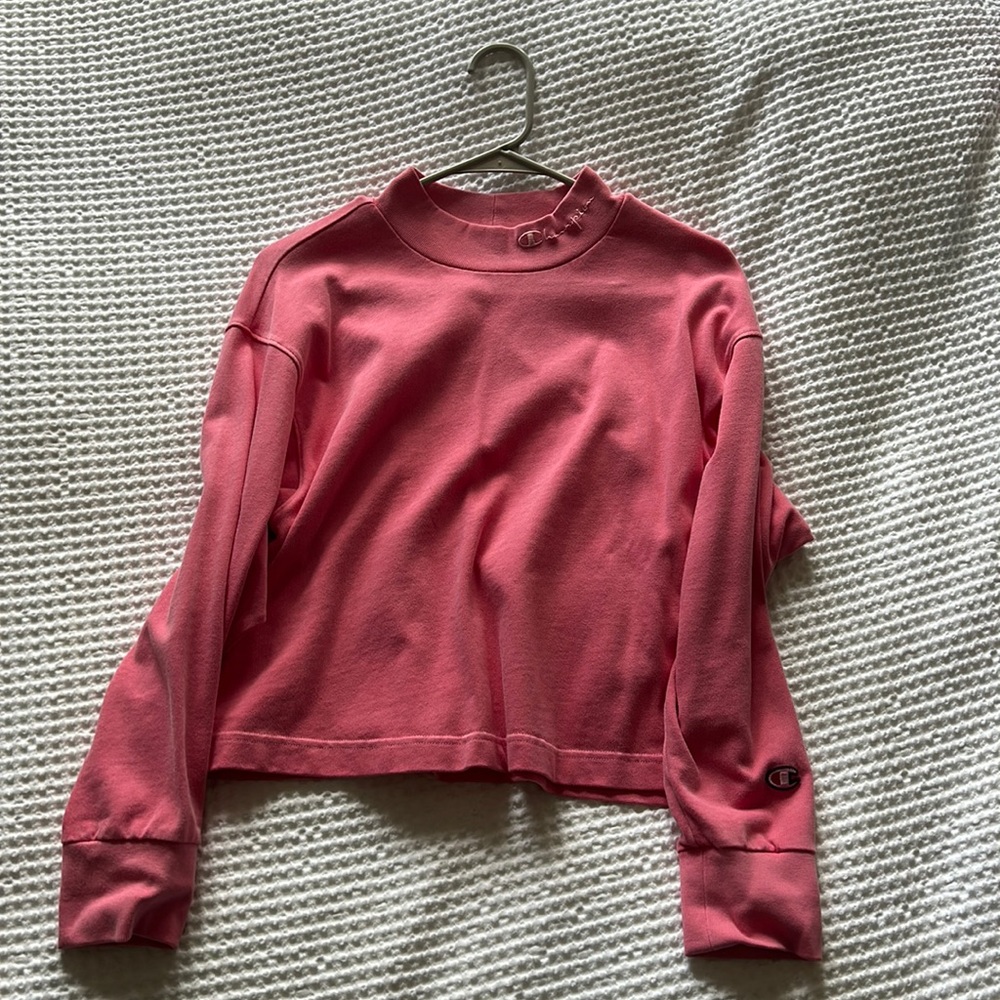 Pink Champion mock neck sweatshirt